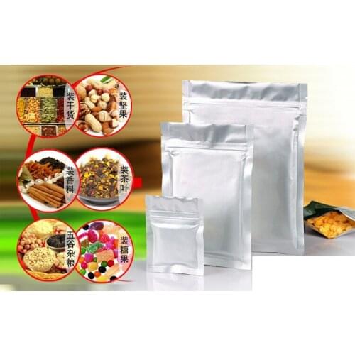 6x8cm small sachet food grade packaging flat resealable silver aluminum ziplock bags