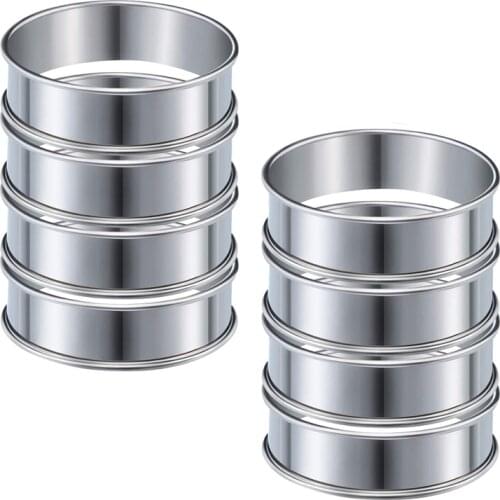 8 Pcs 4.1 Inch Muffin Tart Rings Double Tart Ring Stainless Steel Round Ring Mold for Home Cooking Baking Tools