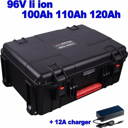 Li ion lithium 96v 100Ah 110Ah 120Ah battery pack for solar power station RV EV racing motorcycle UPS +12A charger