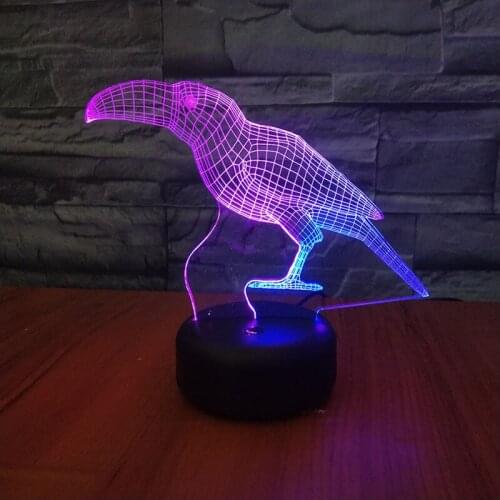 Acrylic Bird 7 Color 3D Lamp Led Night Light Touch USB Animal Colorful Table Lamp Home Bedroom Decoration Kids Gifs Toy