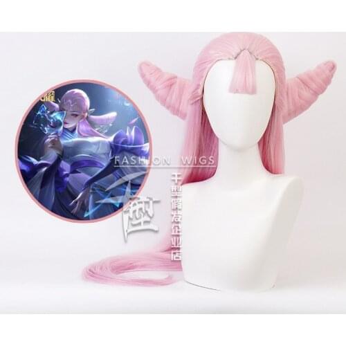 Anime Arena Of Valor 5v5 Arena Game Long Pink Cosplay Wig Synthetic Hair Diao Chan Cat Halloween Costume Party Wigs For Women