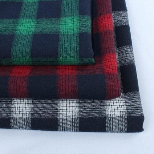 Brushed Yarn-dyed Fabric Polyester Cotton Plaids Fabric Winter Blouse 145x50cm