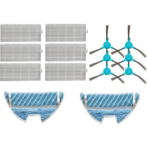 Side Brush Filter Mopping Cloth Replacement Kit for Conga 1290 1390 Robot Vacuum Cleaner