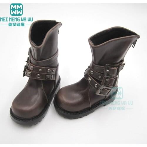 10.7cm*5cm 1/3 Uncle BJD SD10 SD13 SD17 POPO68 fashion brown high-top studded boots shoes high quality