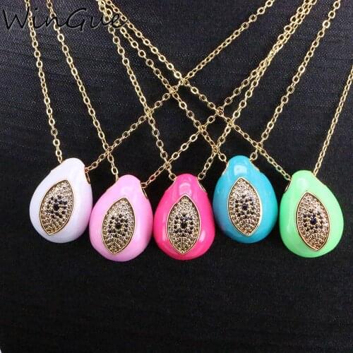 CZ Micro Pave Colorful Eye Pendant Chain Choker Necklace For Women Enamel Drop Pendant Necklace Fashion 2021 Jewelry