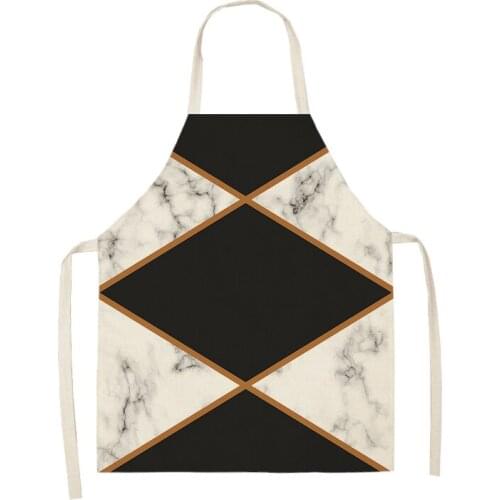 Marble Geometric Printed Cotton Linen Sleeveless Apron Kitchen Waist Bib Women Cooking Baking Pinafore chef apron barber apron