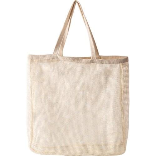 Cotton Linen Net Pocket Shopping Bag Reusable Produce Fruit Vegetable Carry Tote One-shoulder Sundries Storage Shopping Bag