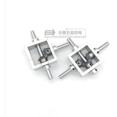 90 Degree Right Angle Transmission Reversing Gearbox Dual Output Shaft Bevel Gear Angle Converter Speed Ratio 1:1 Alloy Frame