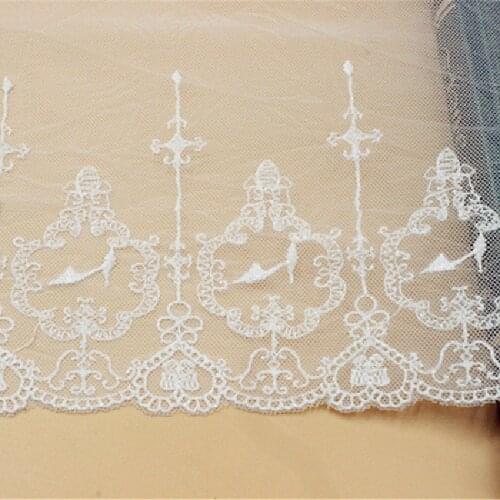 White Mesh Embroidery Lace For Skirt Rayon Yarn Lace Trims For Dress Diy Sewing Garment Accessories 23cm