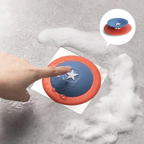 Kitchen bathroom sink filter floor drain TPR material creative design push switch sink water storage switch