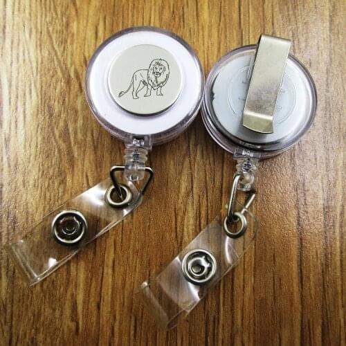 L ion ID Badge Reel gift for him/her friend family retractable recoil id badge holder work fun