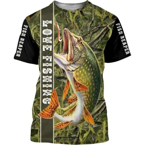 Animal Fishing Art Harajuku summer t-shirt I love Fishing 3D All over Printed T Shirts For Men & Women Short sleeve Dropshipping