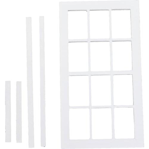 1:12 Scale Dolls House Miniature Wooden 12 pane Window Frame White