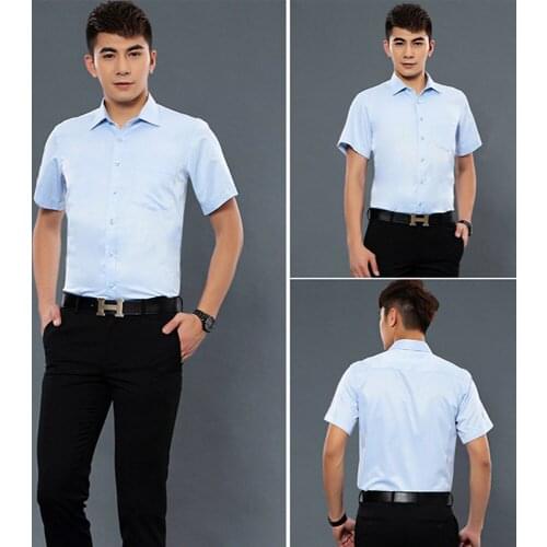 Mens business shirt white slim fit work clothes professional short sleeve shirt solid color high quality comfortable shirt38-44