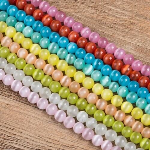 Natural Crystal Semi-finished Color Cat Eye Stone Loose Pearl Semi-precious Stone Bead Jewelry Necklace DIY Bracelet Jewelry