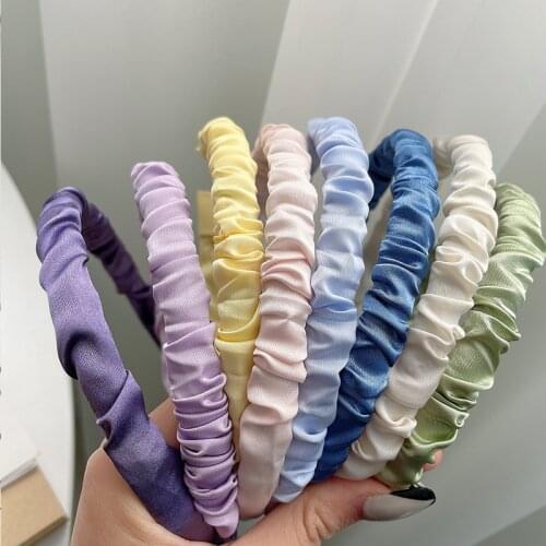 2021 Summer Girl Sweet Colors Chiffon Solid Headbands Children Lovely Hair Hoop Hairbands Kids Fashion Headwear Hair Accessories