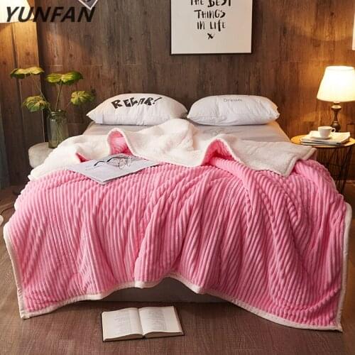 Luxury Fleece blankets and throws Adult Thick Warm winter Blankets twin queen solid pink flannel Blankets On Bed Christmas gifts