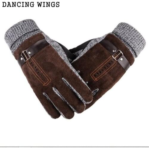 Mens Genuine Leather Pigskin Gloves Winter Skiing Outdoor Riding Bike Warm Thickening Anti-skid Gloves