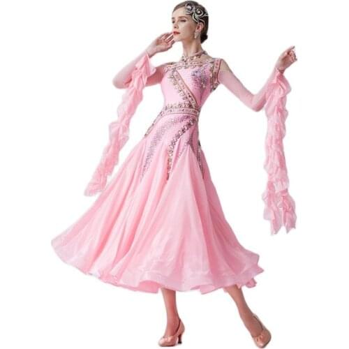 Adult womens national standard ballroom dance dress, new modern dance waltz costumes stretch large dress B-19422