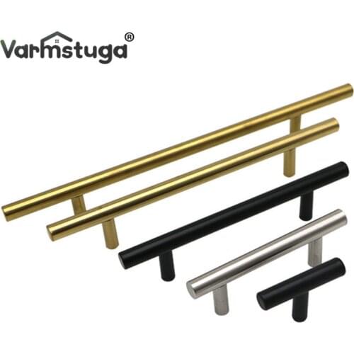 Black Gold Brushed Straight Cupboard Handles Knobs Stainless Steel Brushed Black Gold Kitchen Door Handles Cabinet Pull