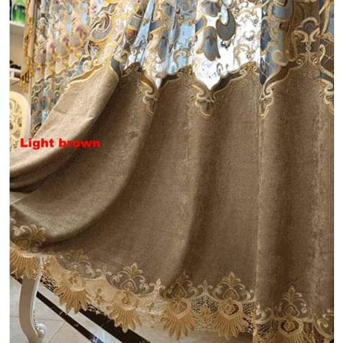Hollowed embroidered curtains upscale living room restaurant chenille thickening French windows, European style custom curtain c