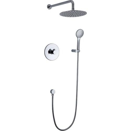 Solid Brass Chrome Color Bathroom Hot And Cold Mixer Shower Faucet Wall Mounted Simple Style Shower Set For Home/Hotel