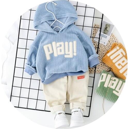 Spring Fall Baby Casual Tracksuit Children Boy Girl Cotton Play Letter Hoodies Pants 2Pcs Sets Kids Leisure Suit Infant Clothing