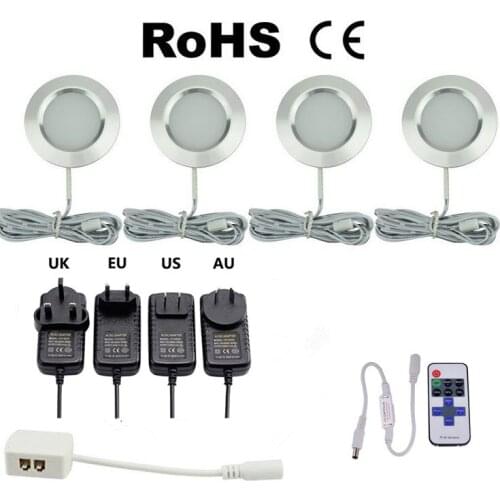 Under Cabinet Lights LED Night Lamp Dimmable 12V 3W Round Aluminum Closet Light Under Cupboard Kitchen lamps Counter Lighting