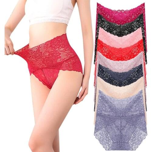 8PCS Large size Womens underwear High Waist Abdomen In Hip Lift Slimming lingerie sexy lace female Panties 200KG