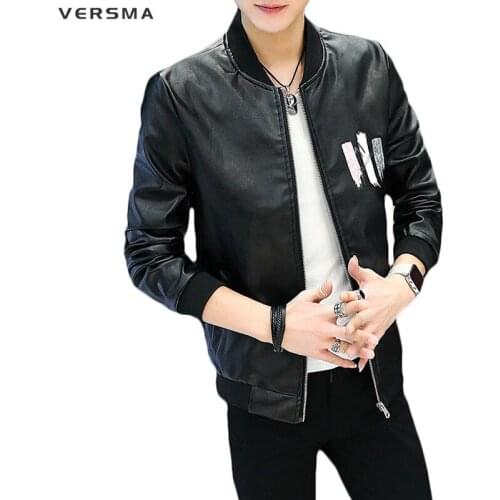 VERSMA Autumn Japanese Vintage Slim Fit Motorcycle Leather Jacket Men Casual Fashion Korean Biker Bomber Leather Jackets for Men