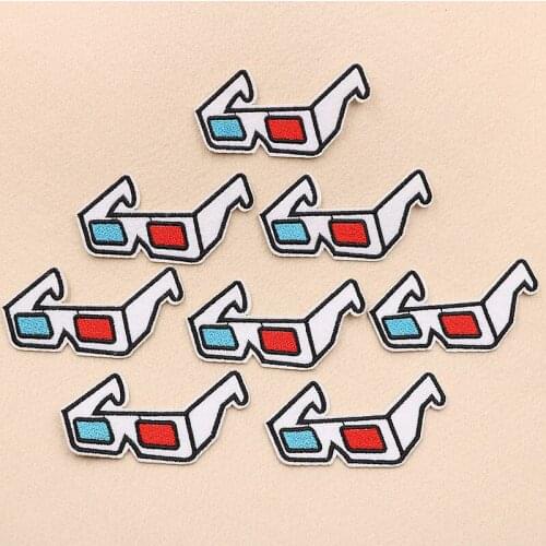 GUGUTREE embroidery glasses patches film patches badges applique patches for clothing XW-33