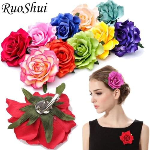 1PC Bohemian Rose Artificial Flower Hairpin Bridal Wedding Party Brooch Women Hair Clips Headwear Girls Festival Hair Accessorie