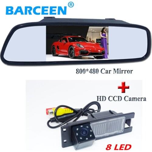 4.3"car screen mirror monitor with original car rearview camera balck 8 led for OPEL Astra H/Meriva A/Zafira B,FIAT Grande