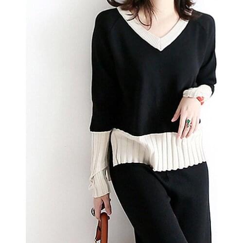 2021 2 Pieces Set Women Knitted Tracksuit Turtleneck Sweater + Carrot Jogging Pants Pullover Sweater Set CHIC Knitted Outwear