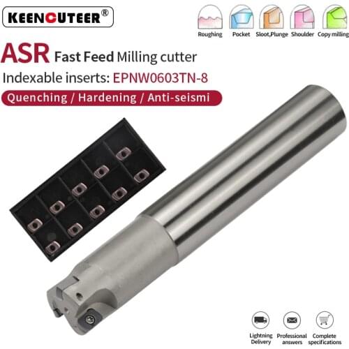 1PCS ASR Adapter ASR 16-32mm 120-250L 2/3/4T CNC Tool Cemented Carbide Blade EPNW High Feed Fast Cutting End Milling Cutter