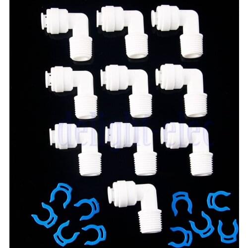 10Pcs 1/4"X1/4" Tube Quick Push Fitting Fit Union Elbow Connect Aquarium Ro Water Filter Reverse Osmosis System HG2208