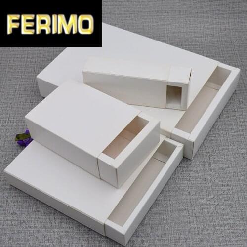 10Pcs/Lot White Kraft Paper Box Cardboard Drawer Gift Box DIY Blank Present Jewelry Boxes Birthday Party Packaging Box 22 Sizes