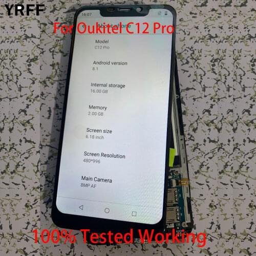 Mobile LCD Display For Oukitel C12 Pro LCD Display Touch Screen 6.18 Inch Adhesive Film For Oukitel C12 LCD Display Tools