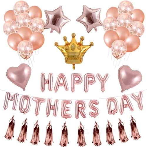 15PCS Happy Mothers Day Aluminum Foil Balloons Thanksgiving Mothers Blessing Party Decoration and Arrangement Balloon Supplies