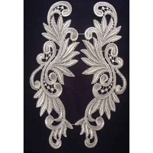 28*8cm mirrored Polyester lace embroidery flowers fabric patch stickers lace decoration,XLF6935B