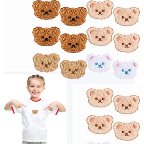 3D Plush Furry Bear Patch White Brown Cute Iron On Patches Badges For Clothes Stickers Scarf DIY Applique