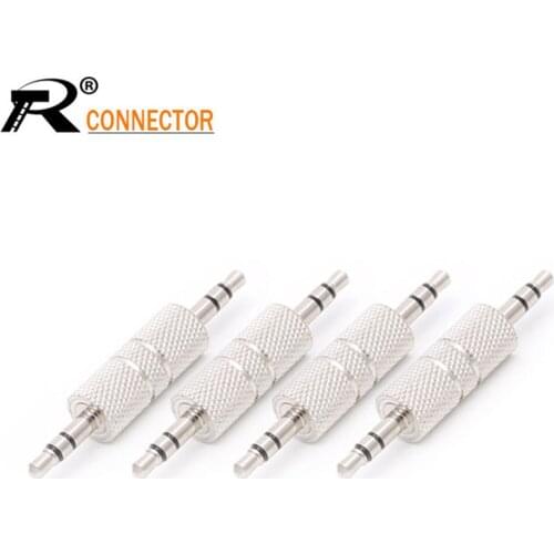4pcs 3.5MM Jack to Jack Straight Adapter Real Gold-plated Audio Connector 3.5mm 3 Pole Earphone Plug Extanded wire Connector