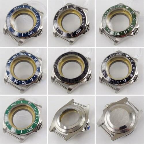 43mm Mens Watch Case Parts fit for ETA 2836 Miyota 8215 automatic movement sapphire glass ceramic bezel insert date window