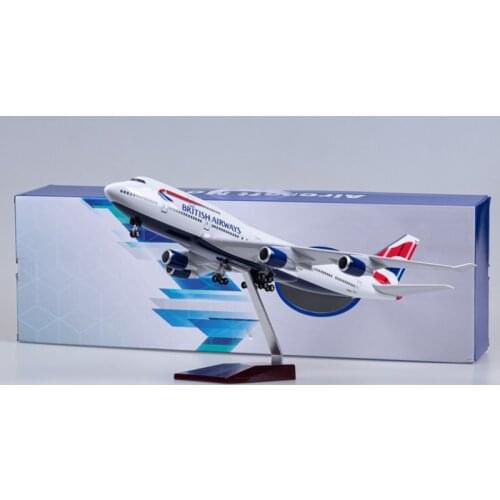 47cm airplane model toys B747 British Airways aircraft model with light and wheel 1/150 scale diecast resin alloy plane