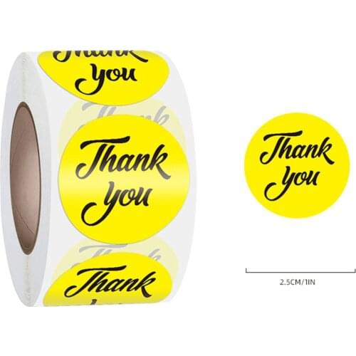 50-500pcs 2.5cm Yellow Thank You Stickers Seal Labels Gift Packaging Stickers Wedding Birthday Party Offer Stationery Sticker