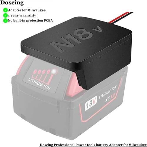 Power Supply Adapter for Milwaukee 18V M18 Battery Power Mount Connector Adapter Dock Holder with 12 Awg Wires Adapter