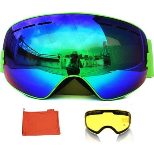 Anti-fog Ski Goggles UV400 Ski Glasses Double Layers Skiing Snowboard Snow Goggles Ski Eyewear With One Graced Brightening Lens