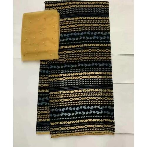 Velvet lace fabric african lace fabric 2020 high quality tissu dentelle french net lace with beads sewing materials 5+2yard