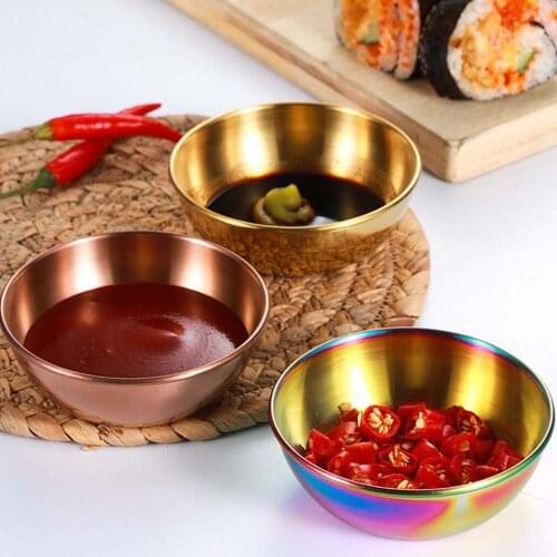 Seasoning Dish Food Snack Plate Tray Stainless Steel Small Bowl Sauce/Spice Dish Plates Durable Kitchen Supplies Home Essential