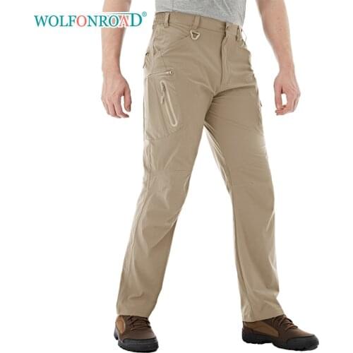 WOLFONROAD Quick Drying Tactical Pants Mens Hiking Outdoor Trousers With 8 pockets Lightweight Camping Walking Hunting Pants